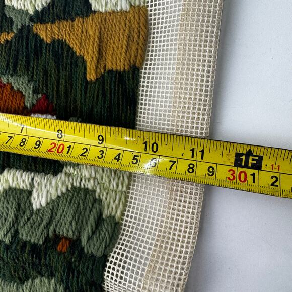 Vintage Landscape Farm Autumn Crewel Unframed MCM 26 x 12 Cottage - Picture 7 of 7